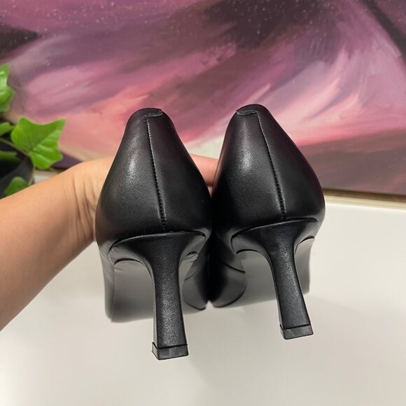 Steve Madden Womens Black Leather Pointed Toe Kitten Heel Pumps 9 - Picture 10 of 12